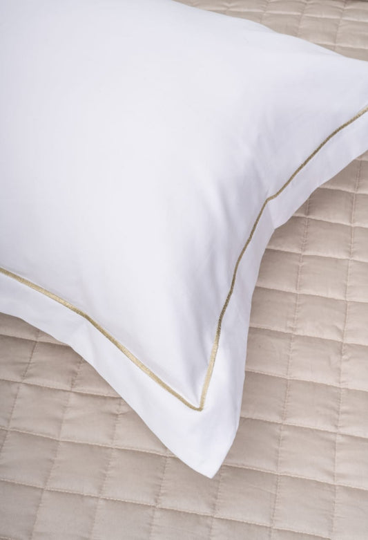 WHITE WITH COFFEE EMBROIDERY BEDSHEET SET