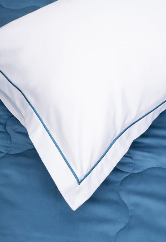 WHITE WITH BLUE EMBROIDERY BEDSHEET SET