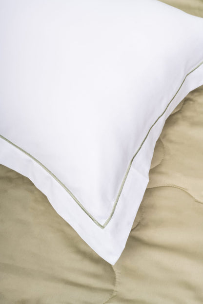 WHITE WITH SAGE GREEN EMBROIDERY BEDSHEET SET