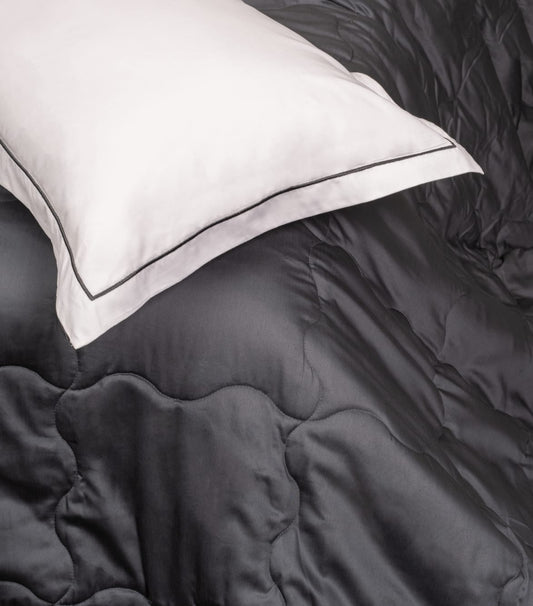 WHITE WITH DARK GRAY EMBROIDERY BEDSHEET SET