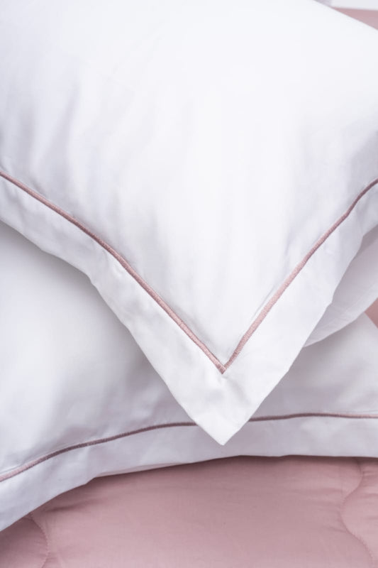 WHITE WITH BLUSH EMBROIDERY BEDSHEET SET
